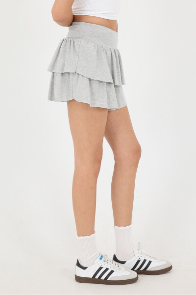 Frilly Mini Skirt with Elastic Waist E1555-k3 - 2
