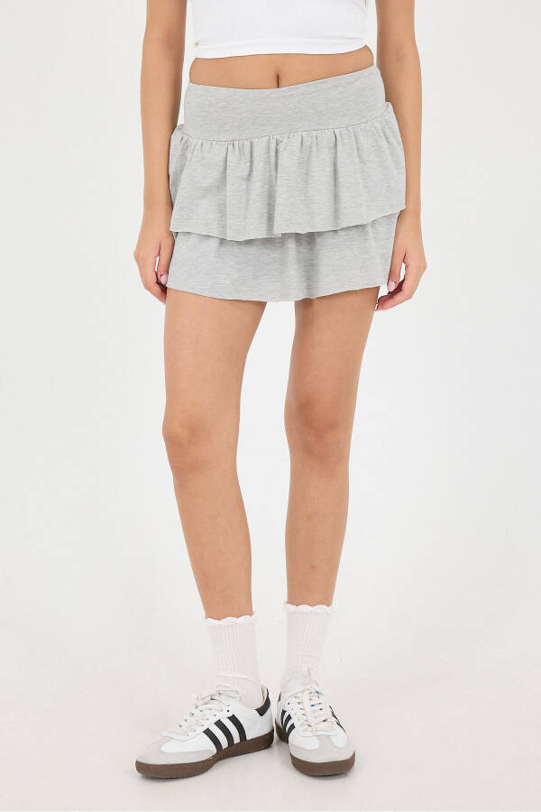 Frilly Mini Skirt with Elastic Waist E1555-k3 - 5