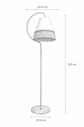 Fringed Floor Lamp || WHITE || Cream Fabric || Yellow Tassel || Corner Lamp Living Room Floor Lamp - Plain White Cream Fabric Yellow Tassel - 4