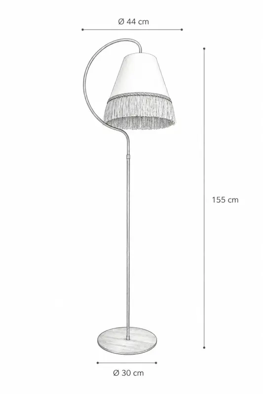 Fringed Floor Lamp || WHITE || Cream Fabric || Yellow Tassel || Corner Lamp Living Room Floor Lamp - Plain White Cream Fabric Yellow Tassel - 4