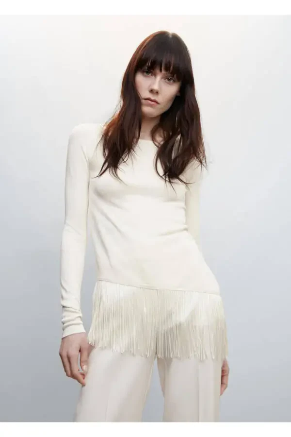 Fringed Hem Sweater - 1