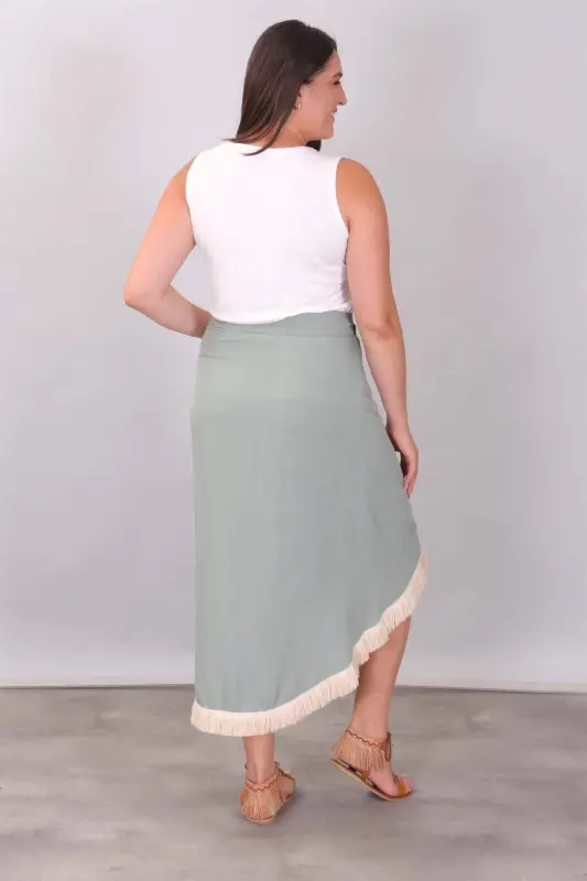 Fringed Mint Green Sarong - 4