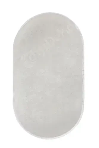 Fringed Oval Rug Light Cream Living Room Corridor Entrance Kitchen Rug Wipe Clean - Dijidekor (1)