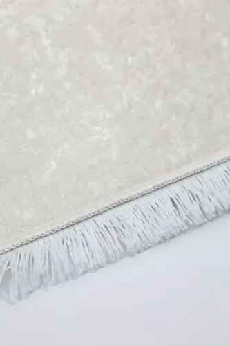 Fringed Rug Light Cream Living Room Corridor Entrance Kitchen Rug Washable - 3