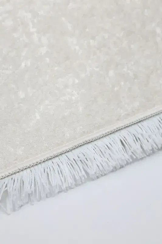 Fringed Rug Light Cream Living Room Corridor Entrance Kitchen Rug Washable - 3