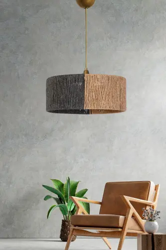 Froid Handmade Tekli Sarkıt Avize Gri-Hasır-Gri 