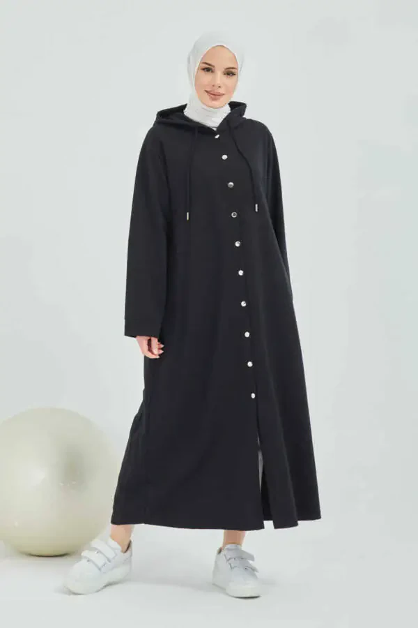 Front buttoned modest coat - 5