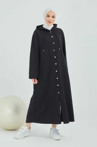 Front buttoned modest coat - 6