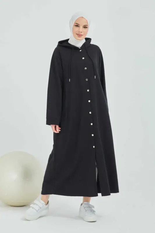 Front buttoned modest coat - 6
