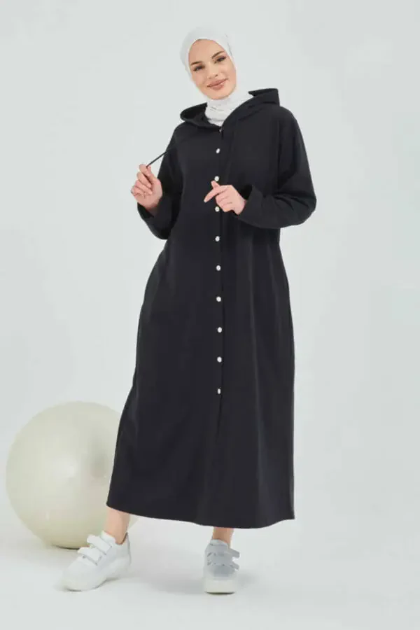 Front buttoned modest coat - 10