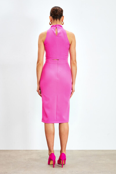 Front Chain Detail Skirt - FUCHSIA - 7