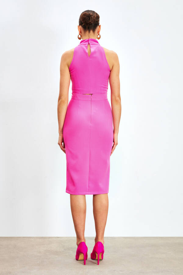 Front Chain Detail Skirt - FUCHSIA - 14