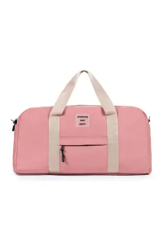 Front Pocket Long Strap Women's and Men's Travel Fitness Sports Bag-Candy Pink - 1