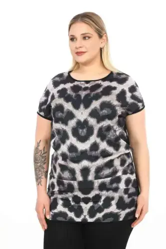 Front Satin Back Viscose Long Blouse Tunic - 1