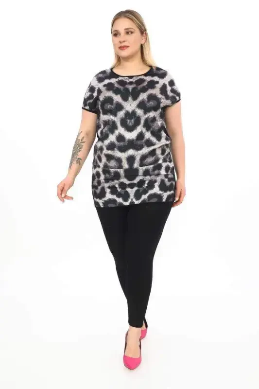 Front Satin Back Viscose Long Blouse Tunic - 3