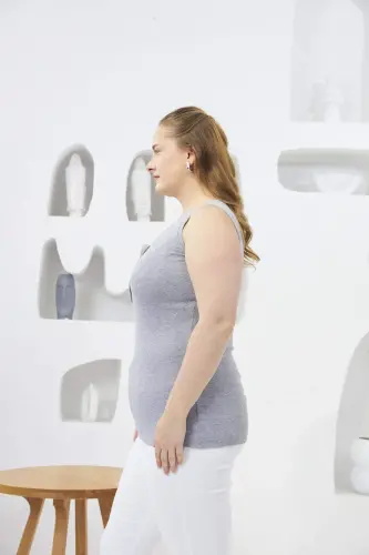 Front Snap Plus Size Tank Top Grey - BÜYÜKBEDENIZ (1)