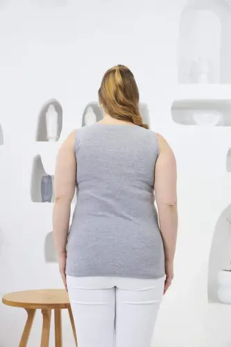 Front Snap Plus Size Tank Top Grey - 4