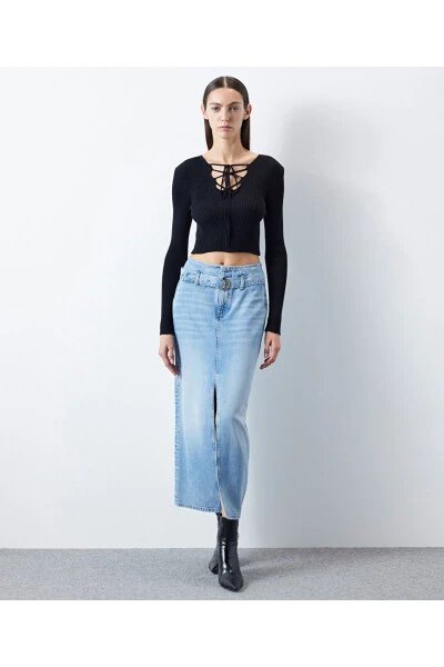 Front tie crop sweater - İPEKYOL
