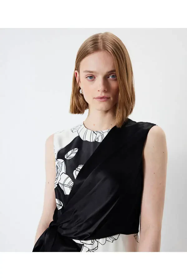 Front Tie Printed Dress - 5