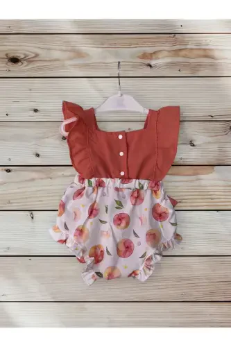 Фруктовый комбинезон с рисунком - Персиковый цвет - JIKKO BABY (1)