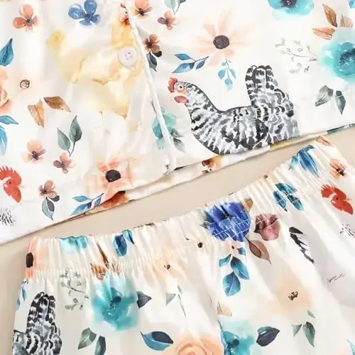 Fsadfeas Kids Toddler Girls Pajamas Baby Short Sleeve Lapel Button Down Tops + Shorts Satin Silk Sleepwear Summer Loungewear - 7