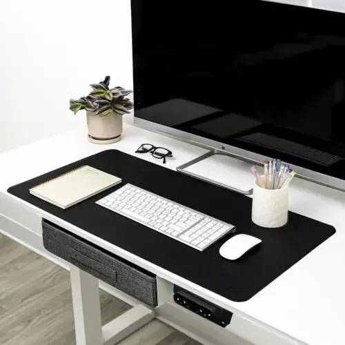 FTC PU Leather Desk Pad and Blotter, Non-Slip Flannelette Base, Stitched, Mouse and Writing Mat - 31.5” x 15.75” Turquoise - 1