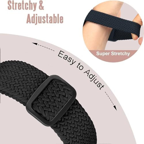 FTYQUEE 4 Pack Braided Stretchy Adjustable Straps 16mm 18mm Quick Release for Women Men, Sport Elastic Nylon Cloth Wristbands Band Width 16mm 18mm - 2