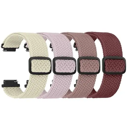 FTYQUEE 4 Pack Braided Stretchy Adjustable Straps 16mm 18mm Quick Release for Women Men,Sport Elastic Nylon Cloth Wristbands Band Width 16mm 18mm - 1