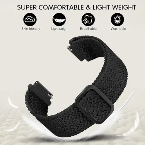 FTYQUEE 4 Pack Braided Stretchy Adjustable Straps 16mm 18mm Quick Release for Women Men,Sport Elastic Nylon Cloth Wristbands Band Width 16mm 18mm - 3
