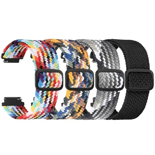 FTYQUEE 4 Pack Braided Stretchy Adjustable Straps 16mm 18mm Quick Release for Women Men,Sport Elastic Nylon Cloth Wristbands Band Width 16mm 18mm - 1