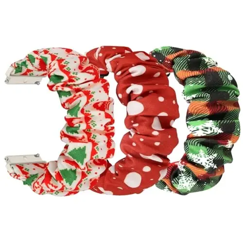 FTYQUEE Scrunchies Watch Bands Compatible with 16mm 18mm 19mm 20mm 22mm Quick Release Replacement Wristband, Stretchy Straps Fabric Bands for Men Women - 1