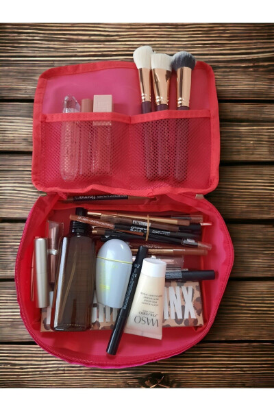 Fuchsia - 4 Compartment Makeup Bag | Care Travel Makeup Cosmetic Organizer Bag - JOSEKI (1)