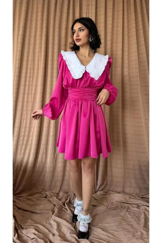 Fuchsia Baby Collar Dress - 2