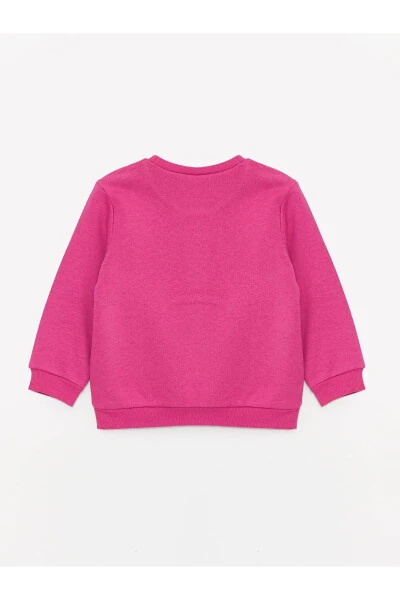Fuchsia bike neck printed baby girl sweatshirt - 3
