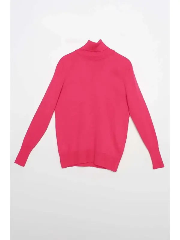 Fuchsia Fisherman Neck Short Knit Sweater - 6