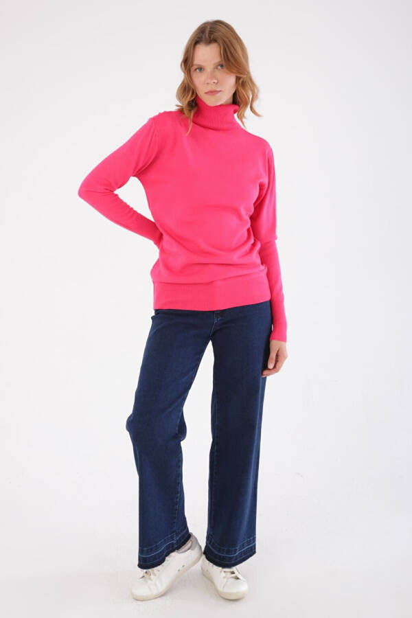 Fuchsia Fisherman Neck Short Knit Sweater - 9