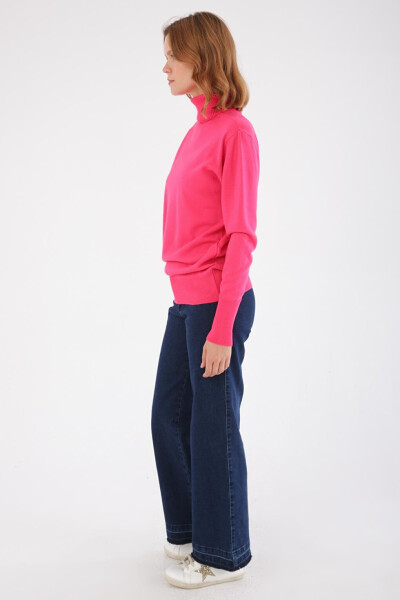 Fuchsia Fisherman Neck Short Knit Sweater - 11