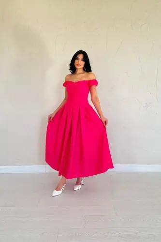 Fuchsia Jacquard Dress - BÜYÜKBEDENIZ (1)