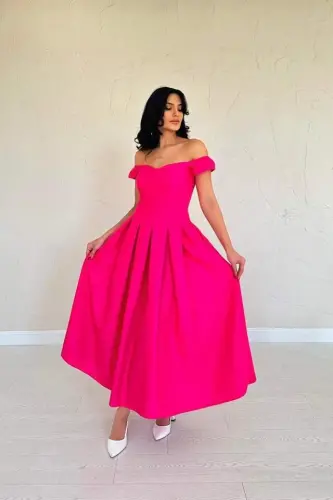 Fuchsia Jacquard Dress - 3