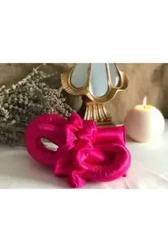 Fuchsia Pink Heatless Hair Curler Hair Sausage Satin Scrunchie Set-Fuchsia - 1