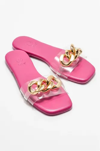 Fuchsiya ayollar tekis poshnali terlik - Fuchsiya - ELLE SHOES (1)