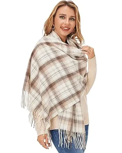 Fuinloth Ayollar uchun Katta Katakli Sharf Moda Uzun Ro'mol O'rash Qish uchun Issiq Yengil - 4