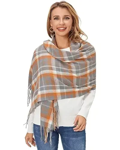 Fuinloth Ayollar uchun katta katakli sharf Moda uzun ro'mol O'rash Qish uchun issiq yengil - 4