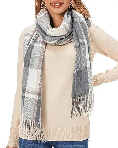 Fuinloth Ayollar uchun Katta Plaid Sharf Moda Uzun Roʻmol Oʻrash Qish uchun Issiq Yengil - 1