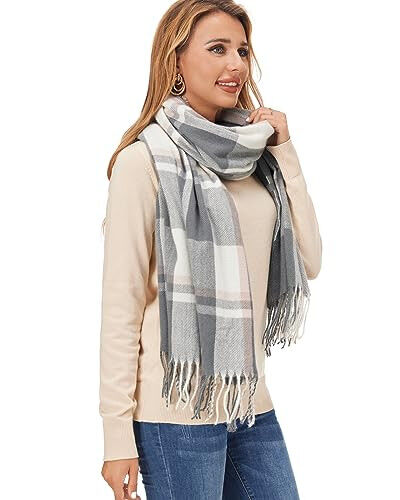 Fuinloth Ayollar uchun Katta Plaid Sharf Moda Uzun Roʻmol Oʻrash Qish uchun Issiq Yengil - 2