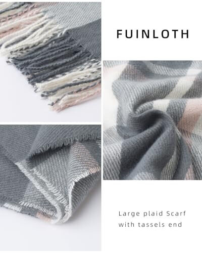 Fuinloth Ayollar uchun Katta Plaid Sharf Moda Uzun Roʻmol Oʻrash Qish uchun Issiq Yengil - 3