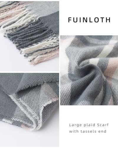 Fuinloth Ayollar uchun Katta Plaid Sharf Moda Uzun Roʻmol Oʻrash Qish uchun Issiq Yengil - 3