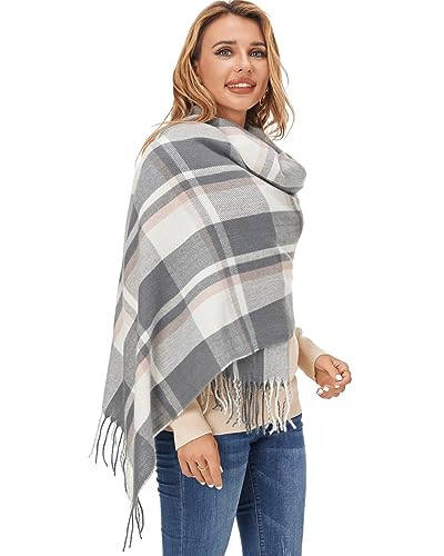 Fuinloth Ayollar uchun Katta Plaid Sharf Moda Uzun Roʻmol Oʻrash Qish uchun Issiq Yengil - 4