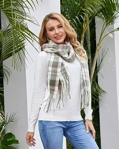 Fuinloth Ayollar uchun Katta Plaid Sharf Moda Uzun Ro'mol O'rash Qish uchun Issiq Yengil - 5