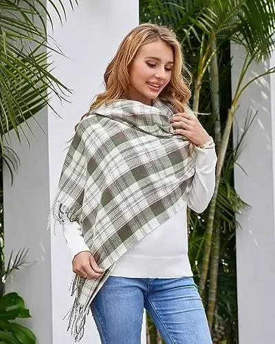 Fuinloth Ayollar uchun Katta Plaid Sharf Moda Uzun Ro'mol O'rash Qish uchun Issiq Yengil - 6